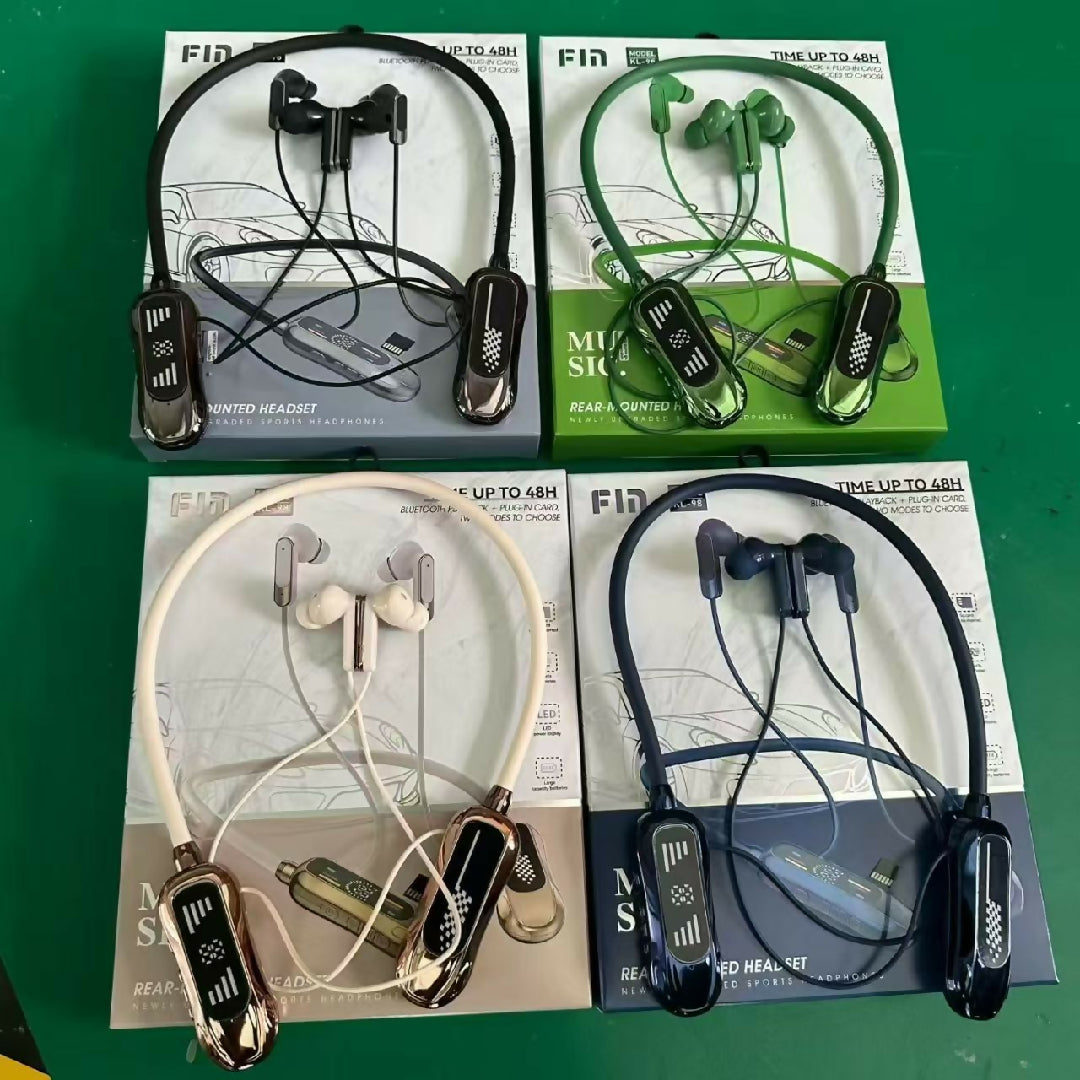Fin KL-98 Wireless Neckband Bluetooth Headphones with Digital LED Display