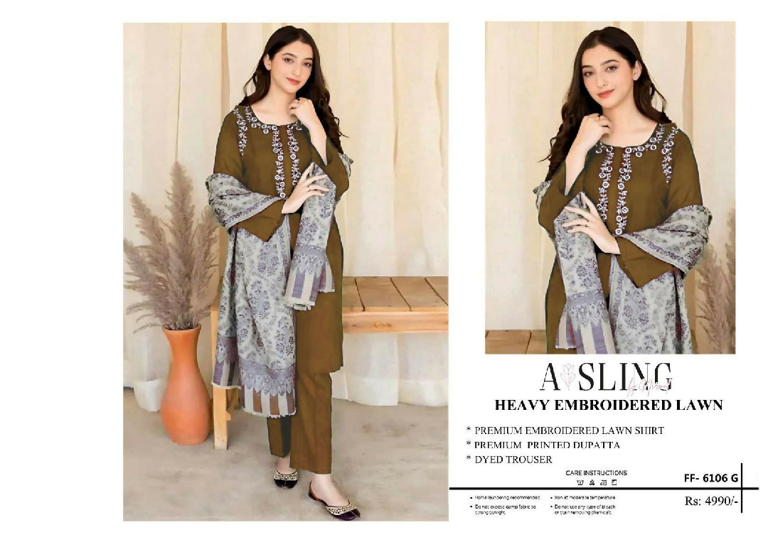Most Hit Codes Fully Embroidered LAWN 3Pc With Nino karra Printed Dupatta SUMMER Collection