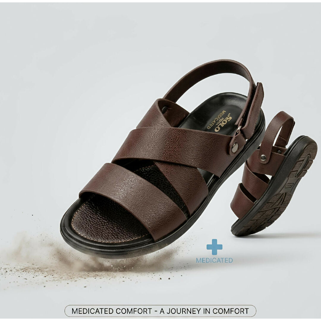 Premium Men Medicated Sandals Chocolate Brown Comfortable Orthopedic Footwear