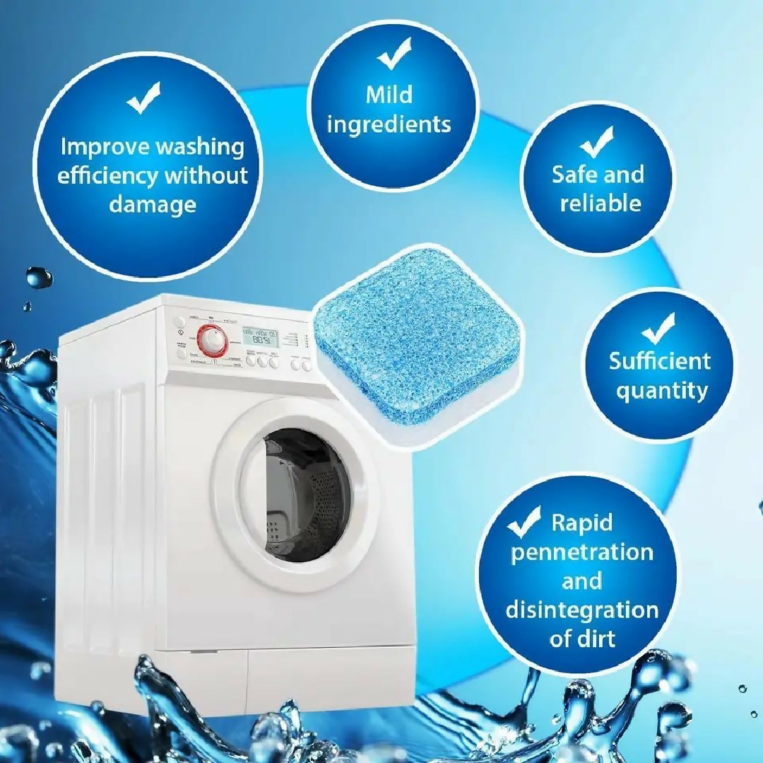 12 Pcs Washing machine detergent cleaner deep cleaning tablets for front loader top load washer clean laundry tub seal
