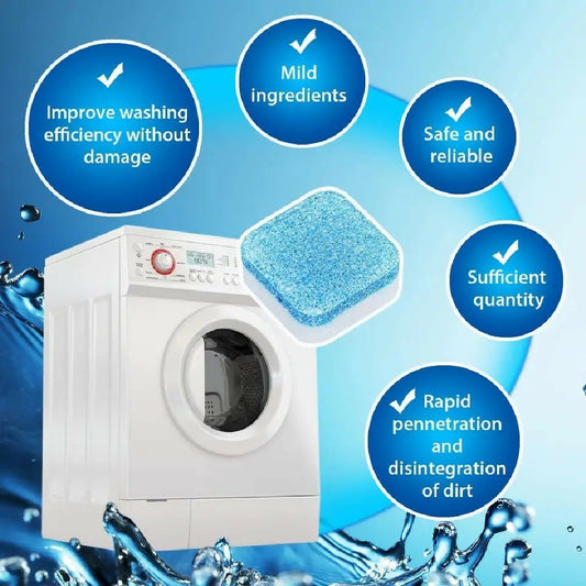 12 Pcs Washing machine detergent cleaner deep cleaning tablets for front loader top load washer clean laundry tub seal