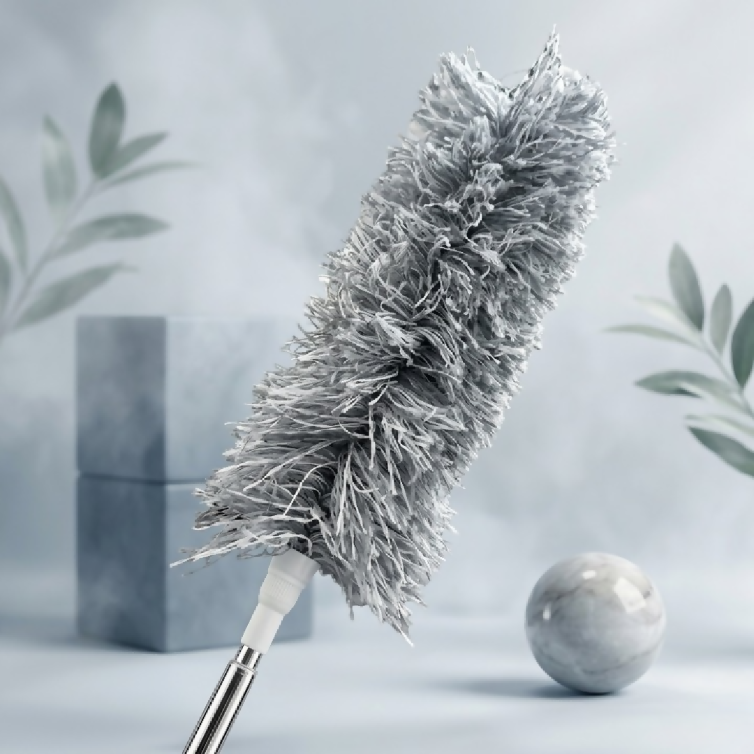 Grey Microfiber Flexible Duster Extendable Bendable Cleaning Tool with Telescopic Pole for High Ceilings Fans and Tight Corners