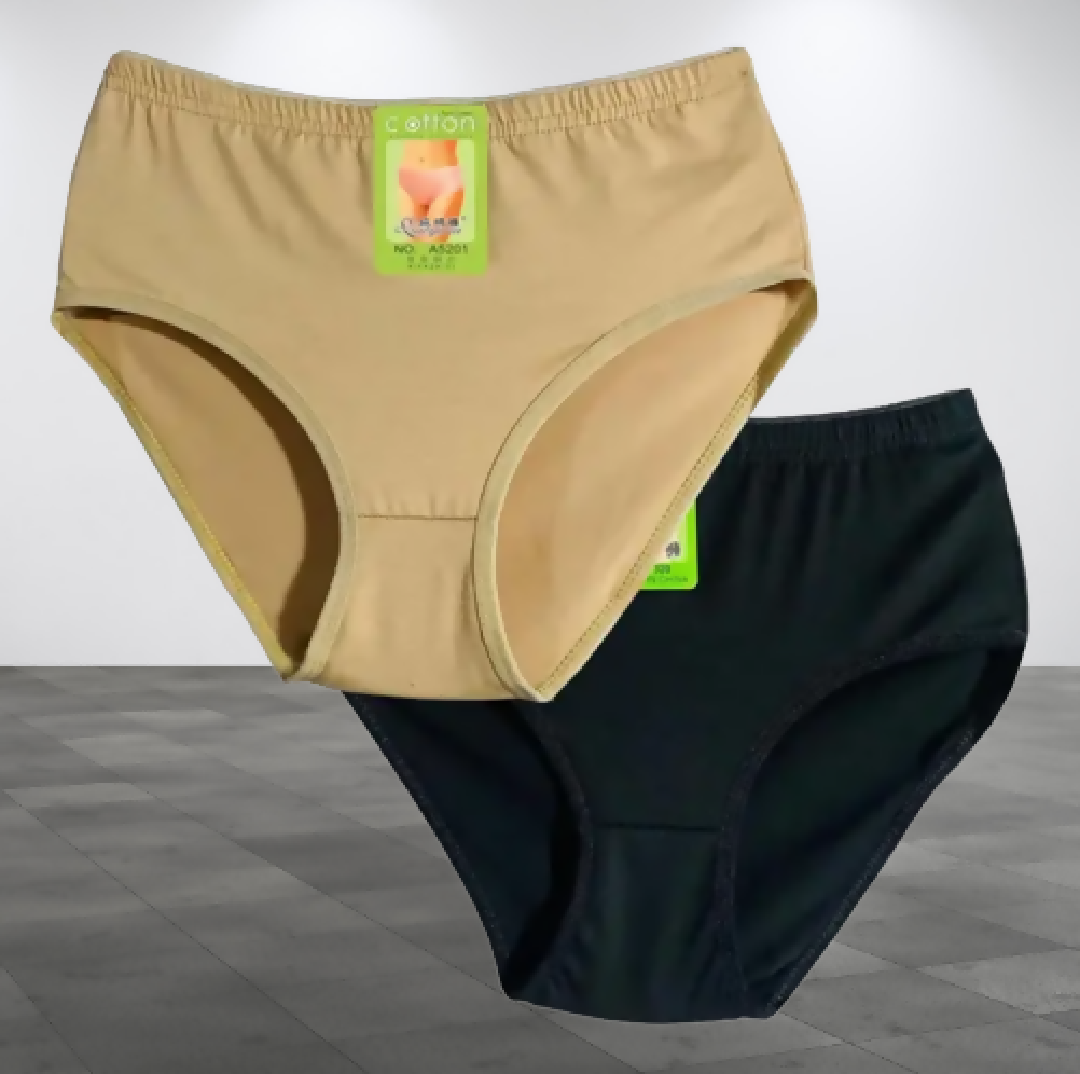 Pack of 2 Cotton Panties - Comfortable Lightweight Plain Design - S M L - Random color - Large