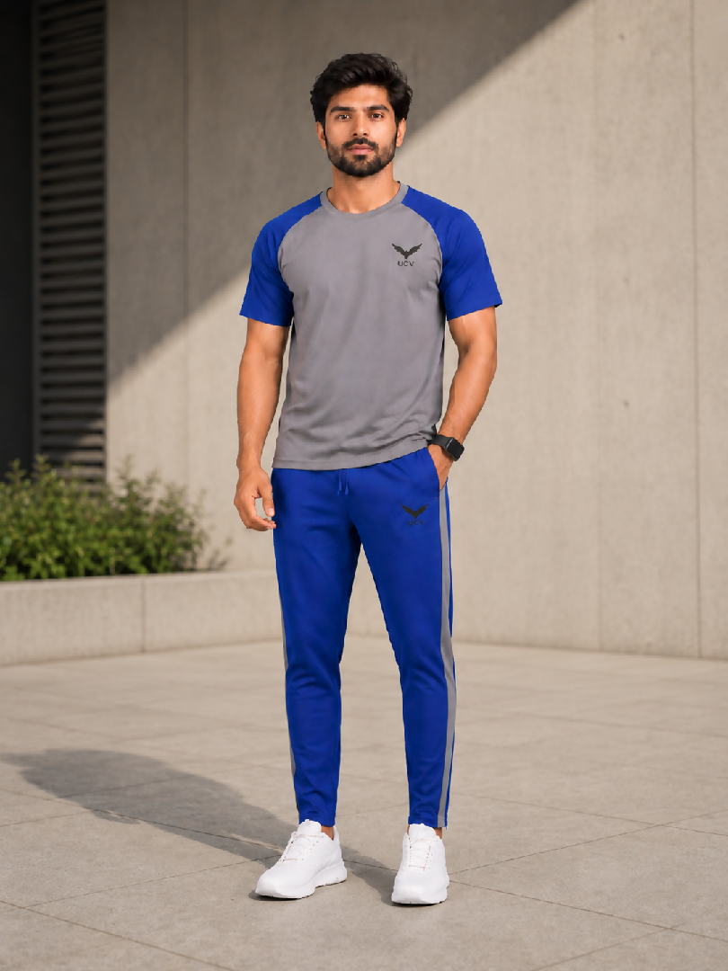 Premium Navy and Grey Track Suit Polyester