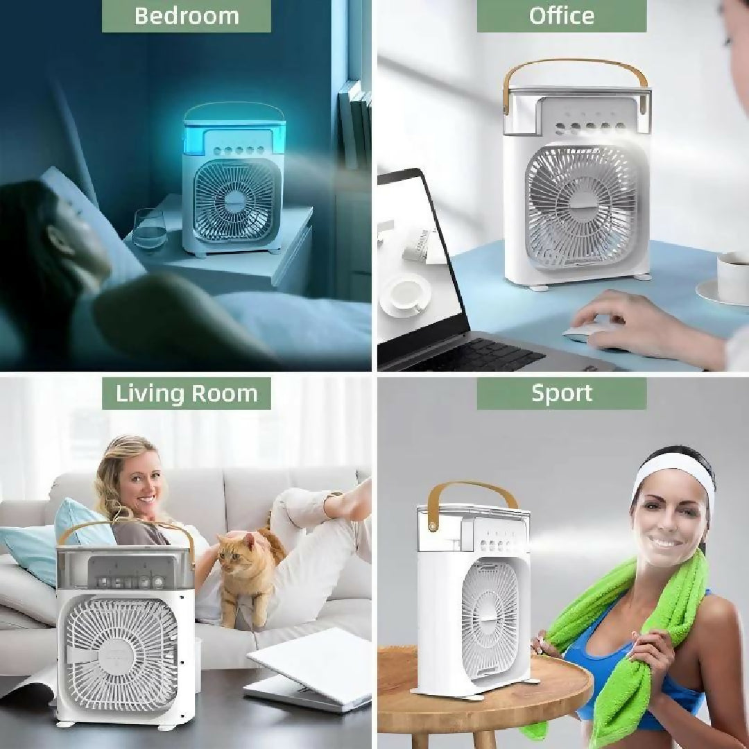 10 inch Portable Air Conditioner Fan Usb Electric Fan With Led Night Light Fine Mist Water And Humidifier Function Led Night Light Water Mist Mini Fan Cooler