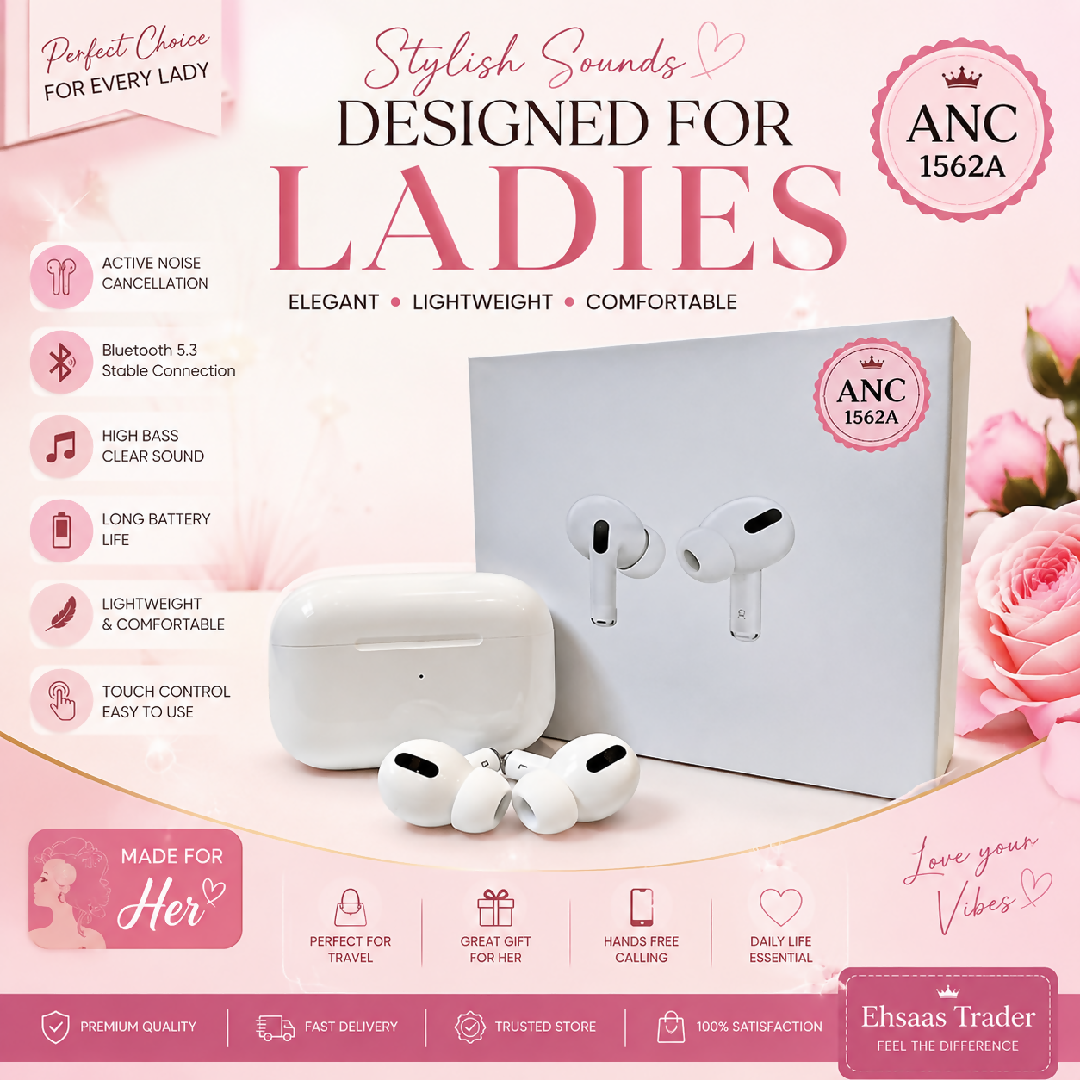 Ladies ANC 1562A Wireless Earbuds Stylish Bluetooth Earbuds for Girls Women