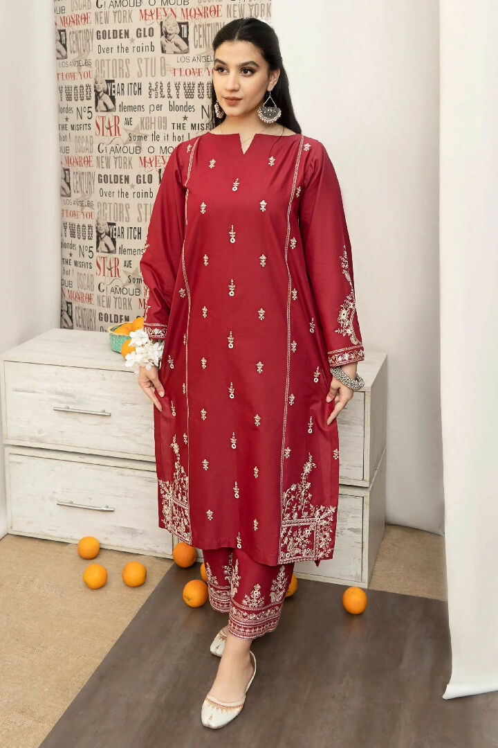3PC LAWN EMBROIDERED SHIRT WITH MANAAR PRINTED DUPATTA AND EMBROIDERED TROUSER - HZG1595