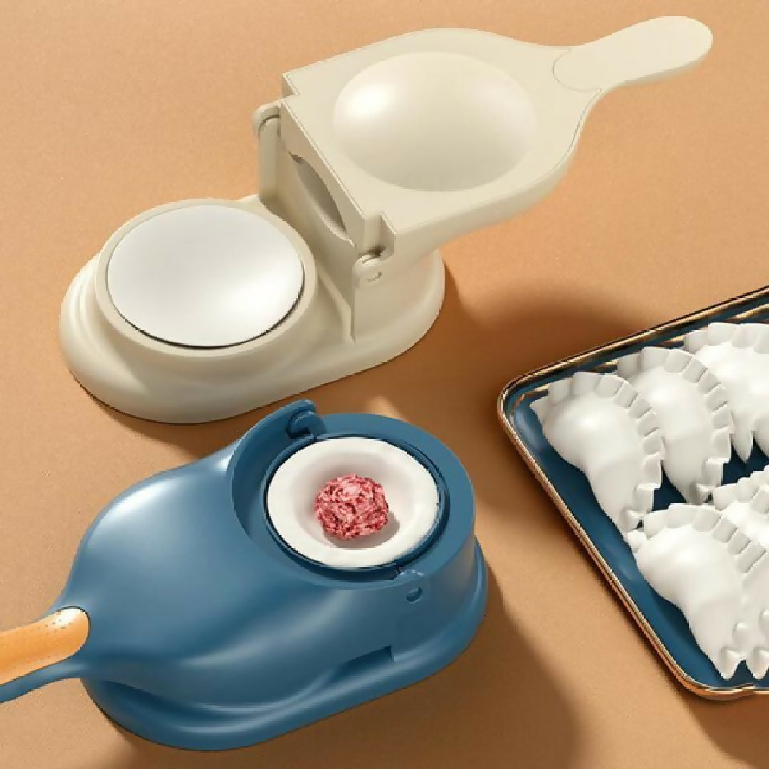 Pack of 2 - 10pcs Multi-function Spit Bone Plate Set and 2 In 1 Dumpling Maker - Best Samosa Maker and Household Food Grade Plastic Elliptical Plate For Kitchen - Random Color