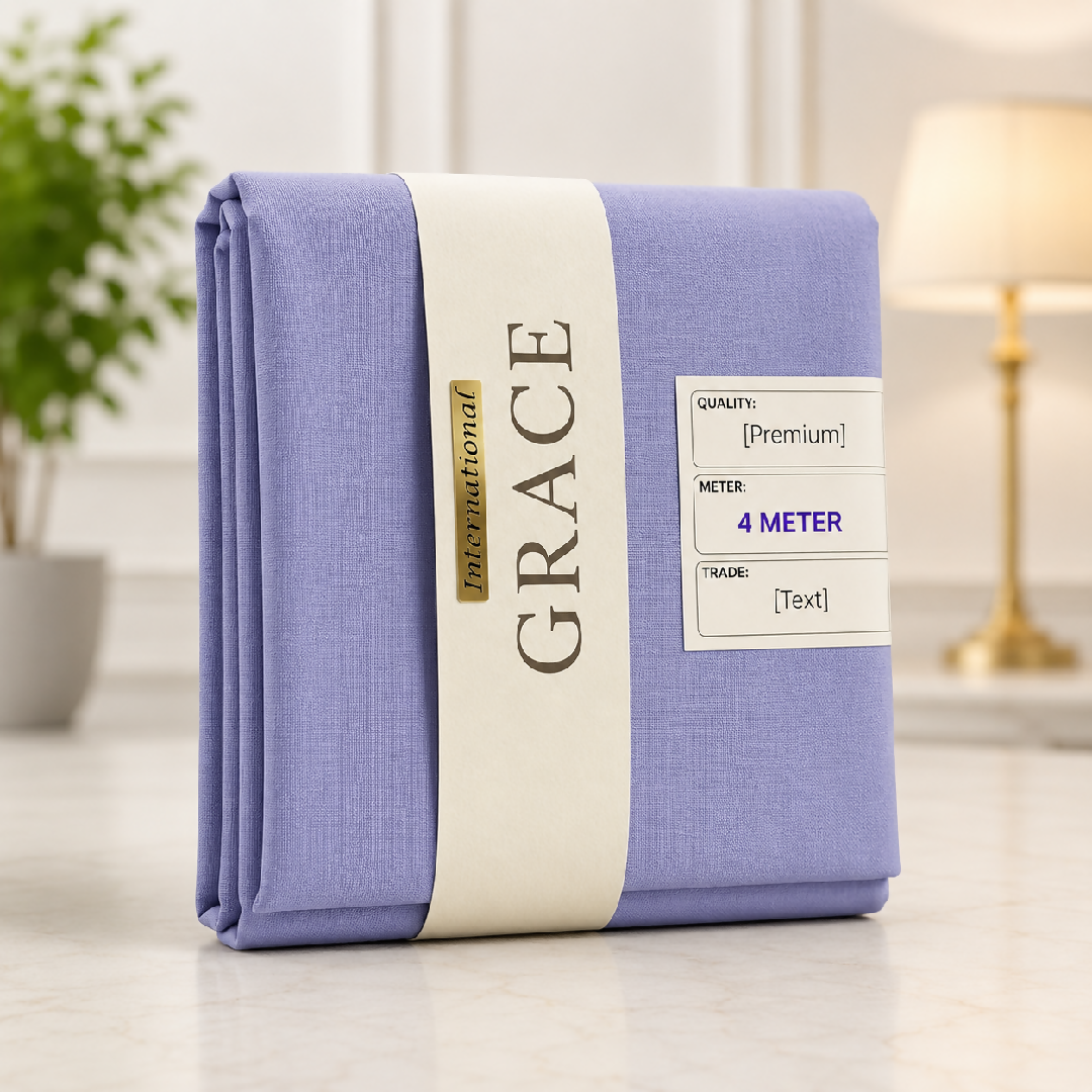 Premium Wash Wear Unstitched Suit Fabric Lavender Blue 4 Meter