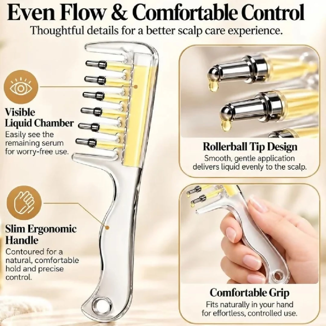 Transparent Hair Oil Applicator Comb Refillable Scalp Massage Comb with Built In Oil Reservoir Leakproof Hair Serum Distribution Brush Unisex
