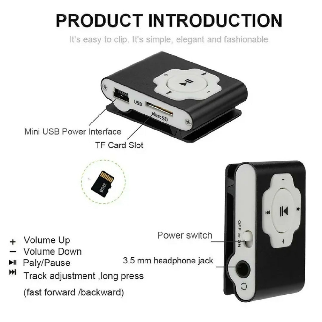 Shuffle Mini MP3 Player Metal Body with handfree and cable