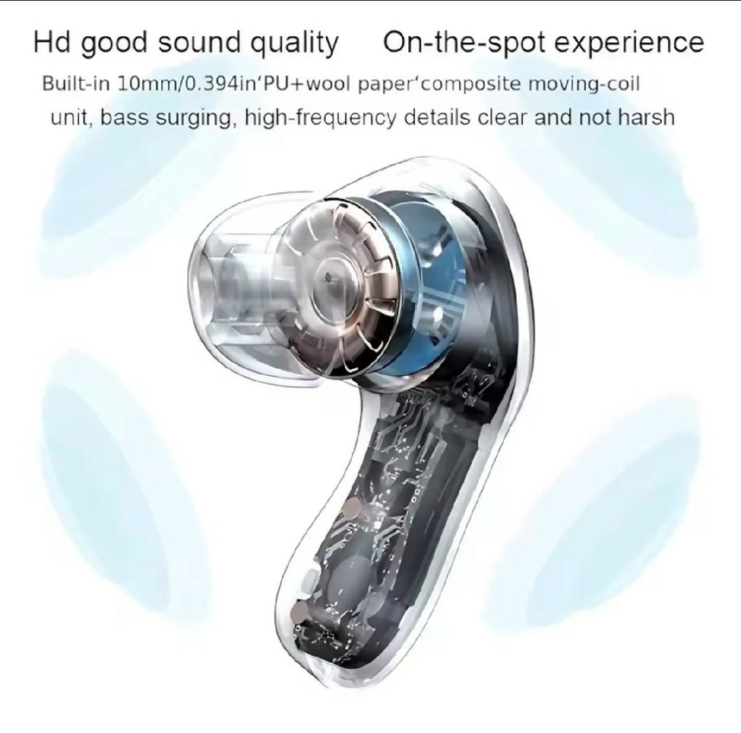 Air 39 Transparent Wireless Earbuds Lightening Display