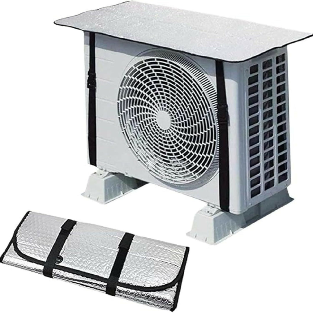 AC Outdoor Unit Sunshade Cover Silver Foil Reflective Heat Shield Dust Protector for Air Conditioner External Units With Clip