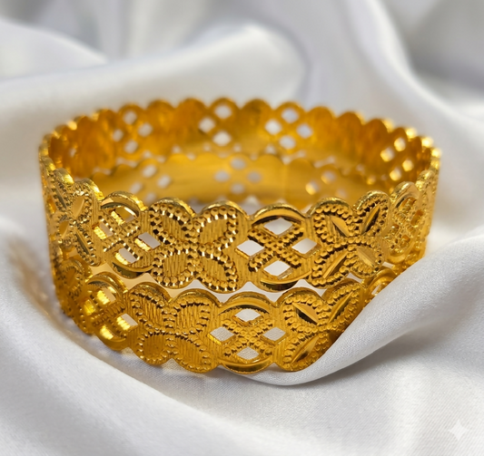 Elegant 24K Gold-Plated Filigree Bangle Set