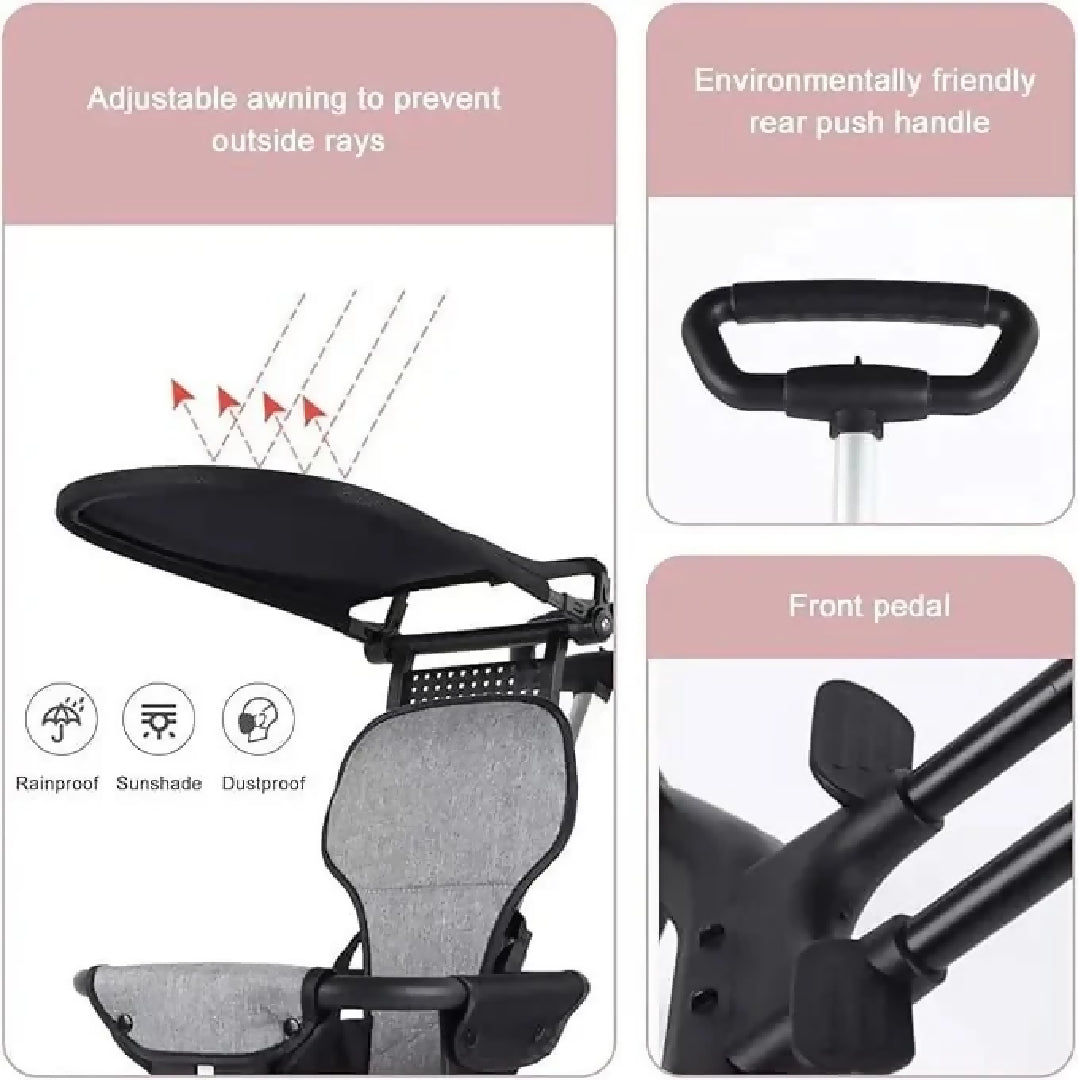 Luxury Baby Tricycle Stroller with Sunshade 3 in 1