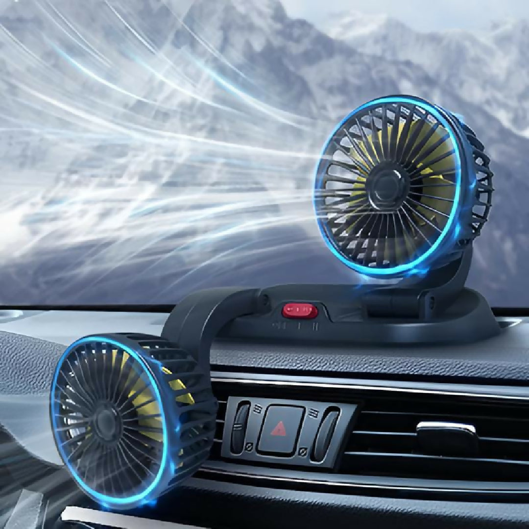 12v Car Dashboard cooling fan dual head fan 360 degree rotation Fan for Cars