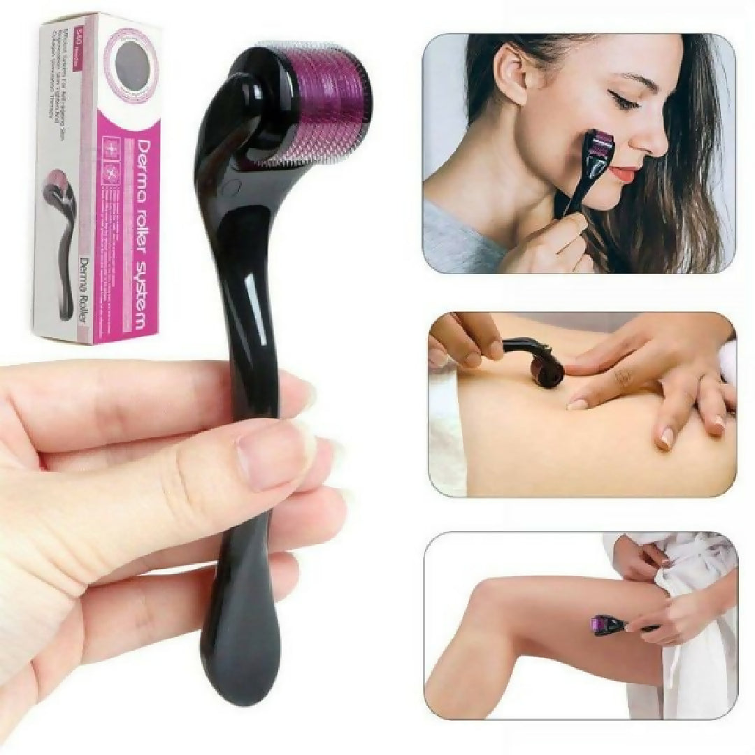3 in 1 Combo Deal - 1 Derma Roller 0-5mm - Silicone Scalp Massage Brush - Oil Bottle