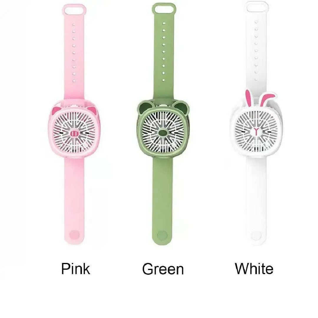 Mini Fan Cartoon Watch Small USB Rechargeable Wrist Fan Handheld Desktop Fan Mini Hand Held Cooling Fan Mini Cartoon Wristband Fan Children Travel Air Cooler Cute Design Fan For Kids