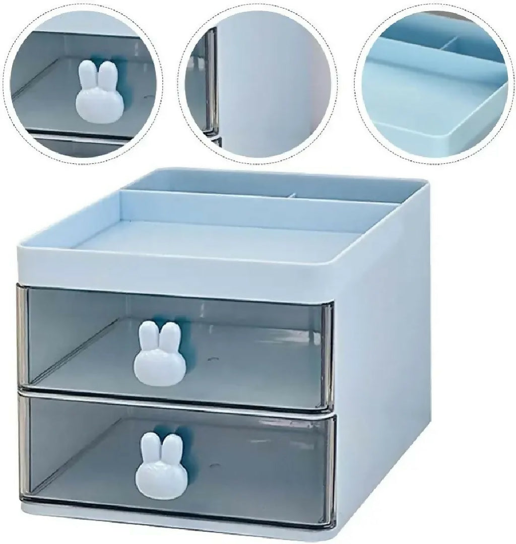 Rabbit Desk Organizer Makeup and Stationery Storage Box with Drawers BPA Free
