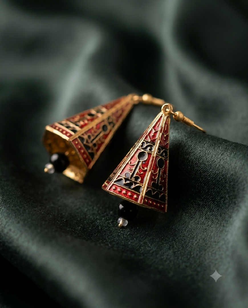 Royal Minakari Pyramid Drop Earrings
