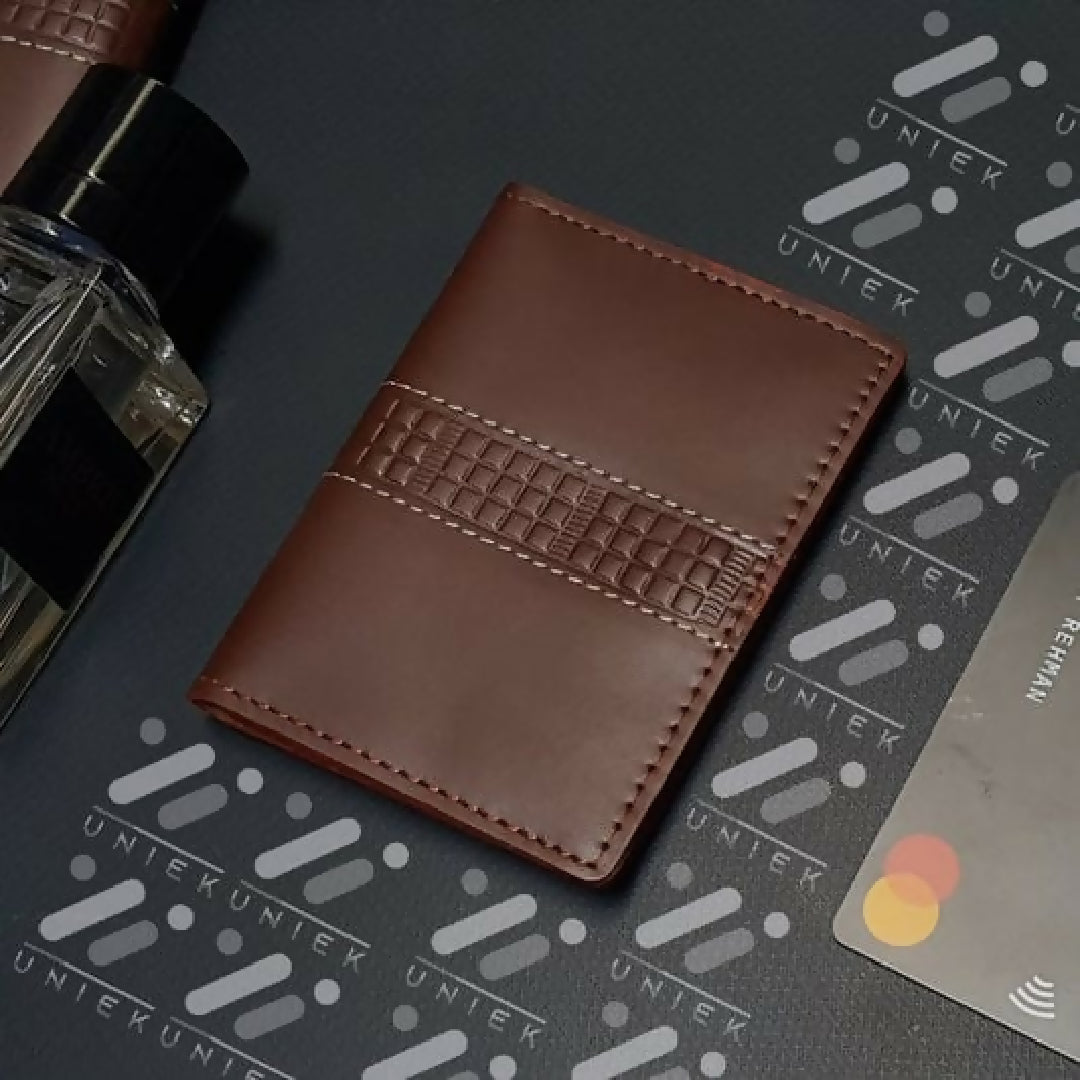 Leather Card Holder Wallet Black and brown