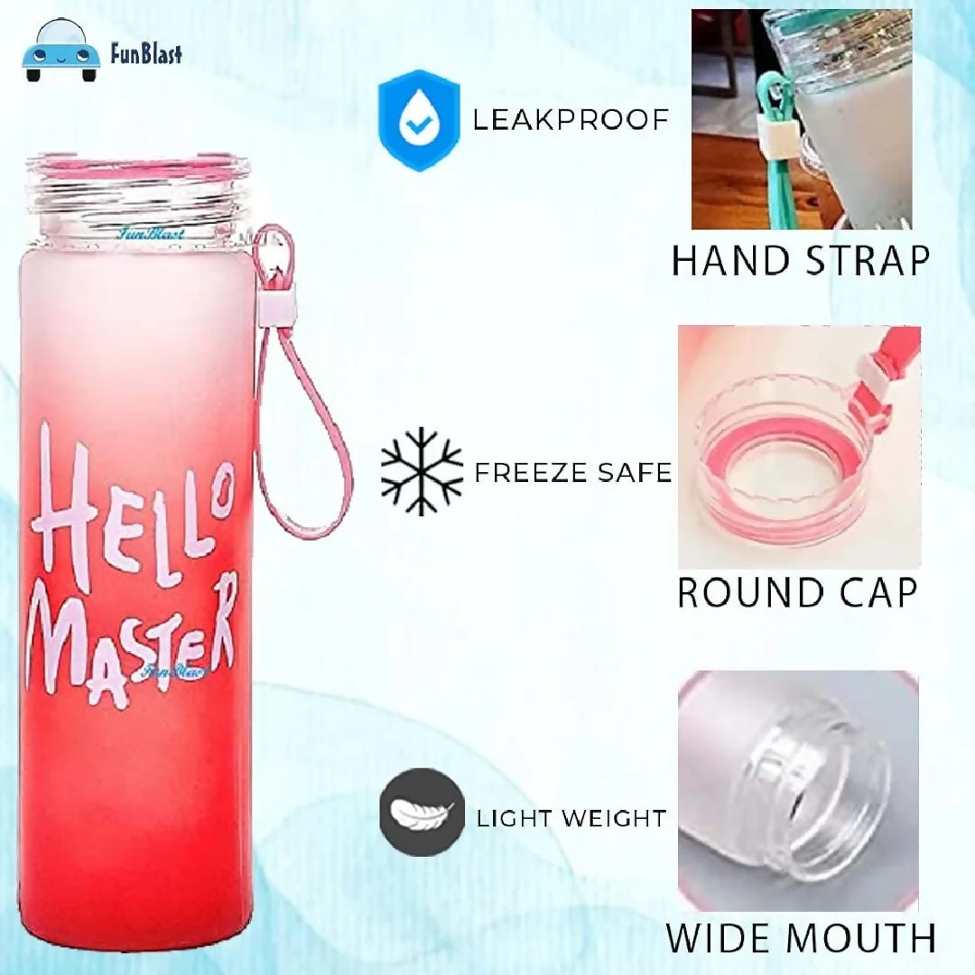 Hello Master Glass Water Bottle for School College Office 480 ml