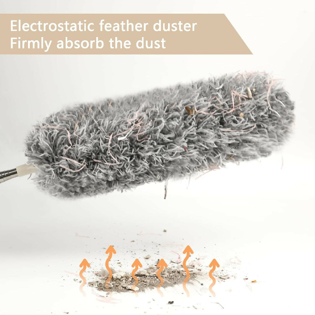 Grey Flexible Microfiber Duster Bendable Long Reach Cleaning Brush for Home Office