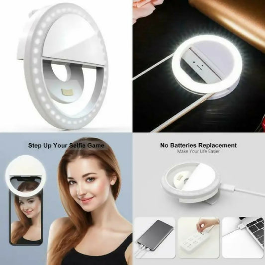 Mobile Selfie Ring Light Portable Selfie LED Ring Light For Mobile Phones Rechargeable Ring Light With Charging Cable For Tik Tok And Photography Brightness Adjustment With Flash Mode