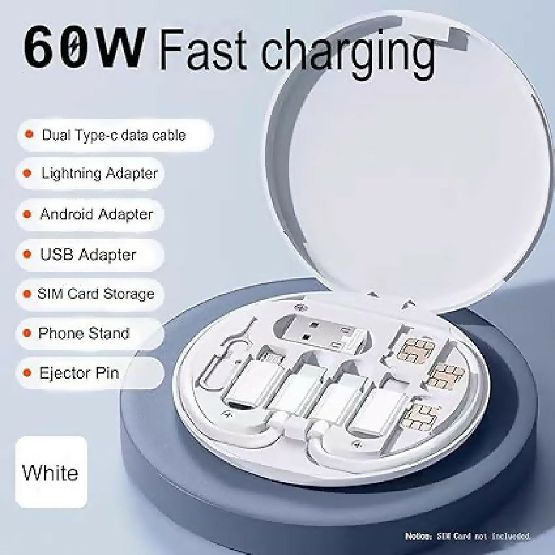 Multifunctional Data Cable Set 60W Fast Charging Cable for Android and iPhone - Random Color