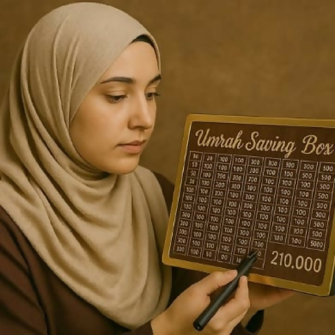 Umrah Saving Box Wooden Umrah Saving Box 280 Days Savings Plan Islamic Halal Money Jar for Hajj AND Umrah