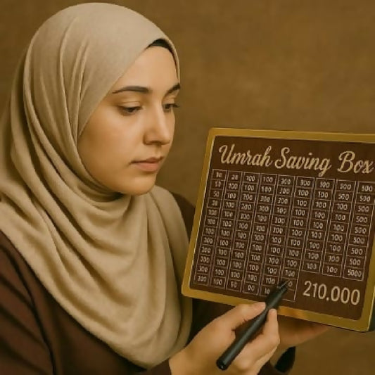 Umrah Saving Box Wooden Umrah Saving Box 280 Days Savings Plan Islamic Halal Money Jar for Hajj AND Umrah