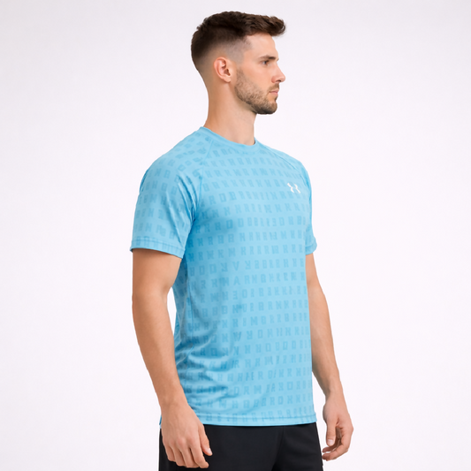 Mens Dry Fit Performance T Shirt Aqua Blue