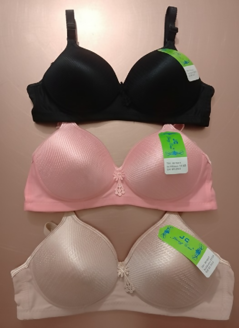 Jersey Sequins Padded Bra - Stylish Comfortable Lightweight Everyday Wear - Size 34 - Random Color