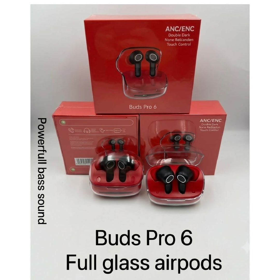 Buds Pro 6 Full Glass Wireless Airpods ENC Powerful Bass Sound
