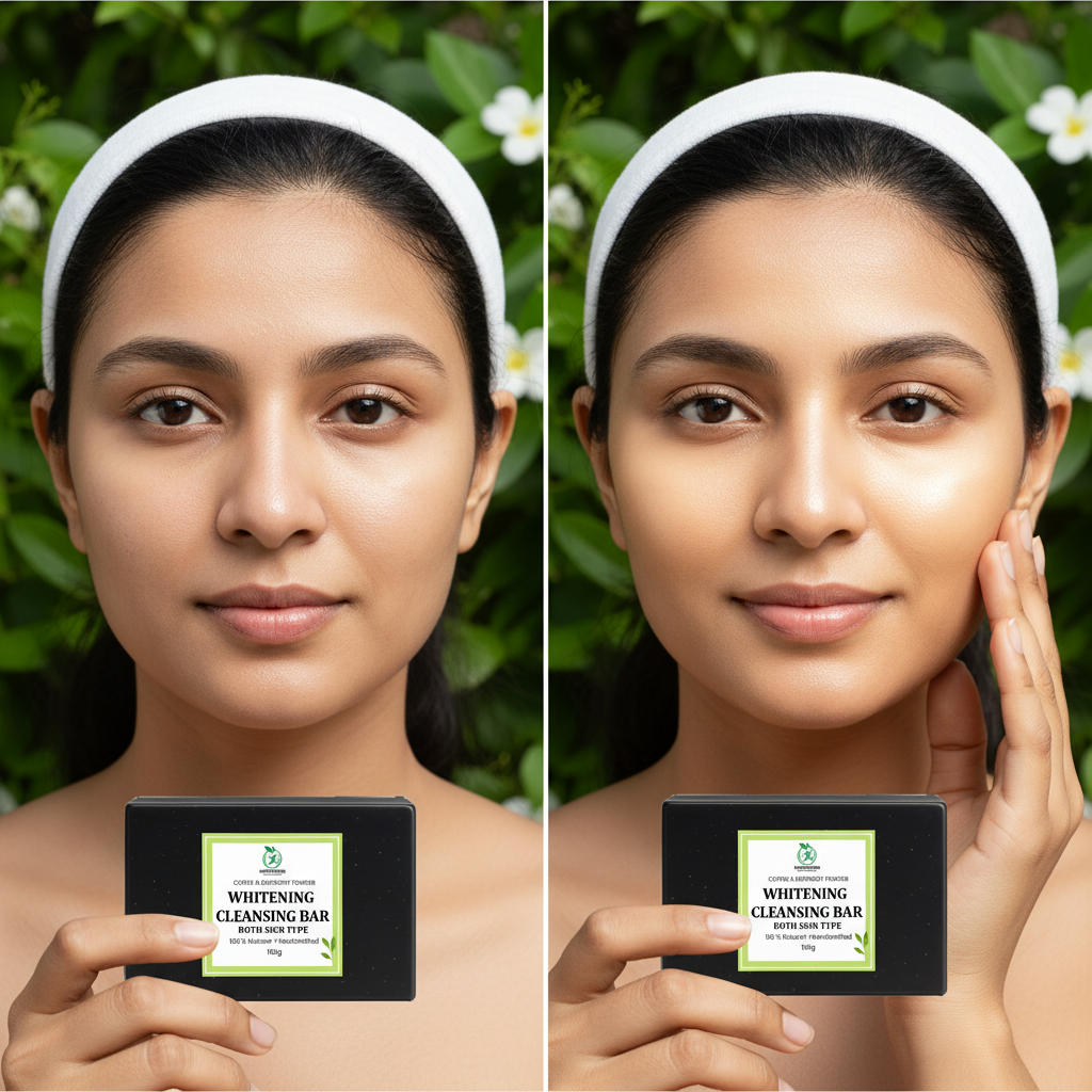 Woman showing glowing skin results