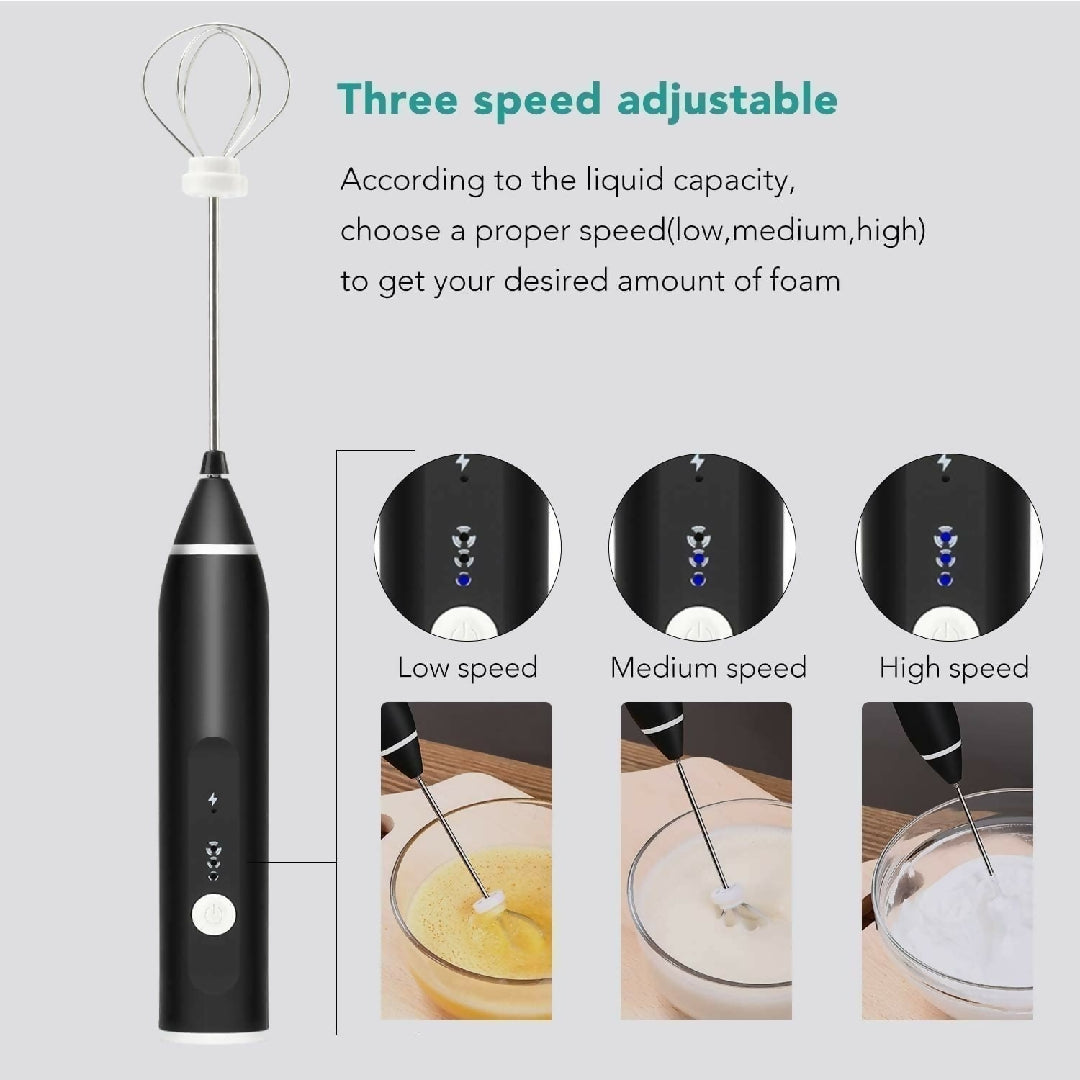 2 in 1 Coffee Beater Rechargeable Smooth Mixing Easy Use Compact Design Comfortable Handling