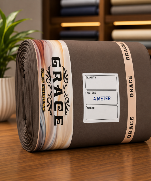 Premium Wash and Wear Unstitched Suit Fabric Ash Brown 4 Meter