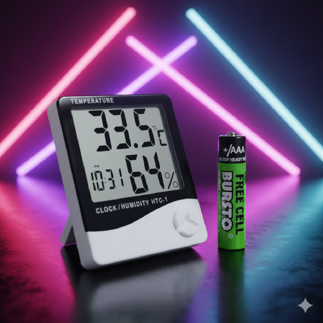 Professional LCD Indoor Temperature Humidity Monitor Large Display Accurate Readings Free Battery