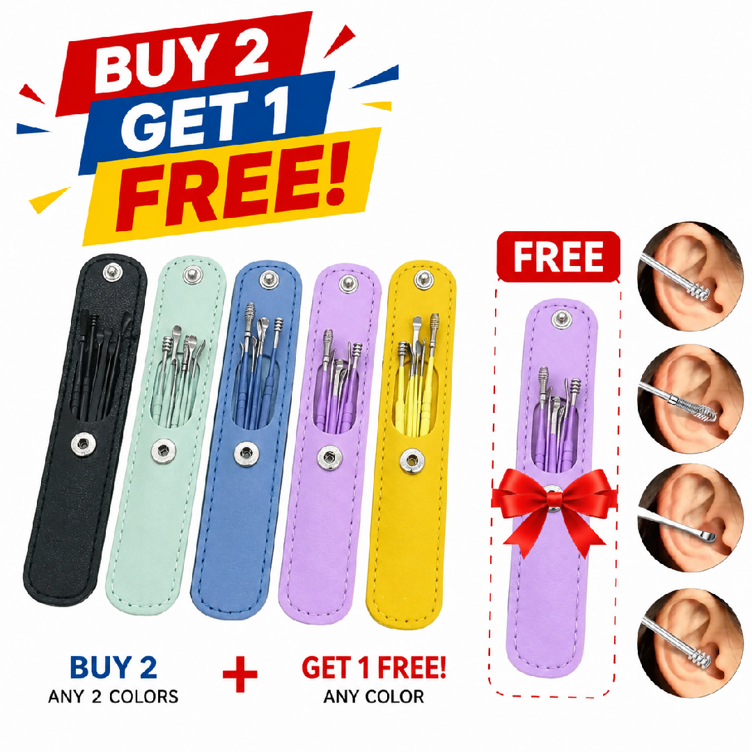 Ear Wax Cleaning Kit 6 Pcs Ear Pick Tools Wax Removal Kit Ear Cleaning Tool Set Spring Earwax Cleaner Tool for Children and Adult