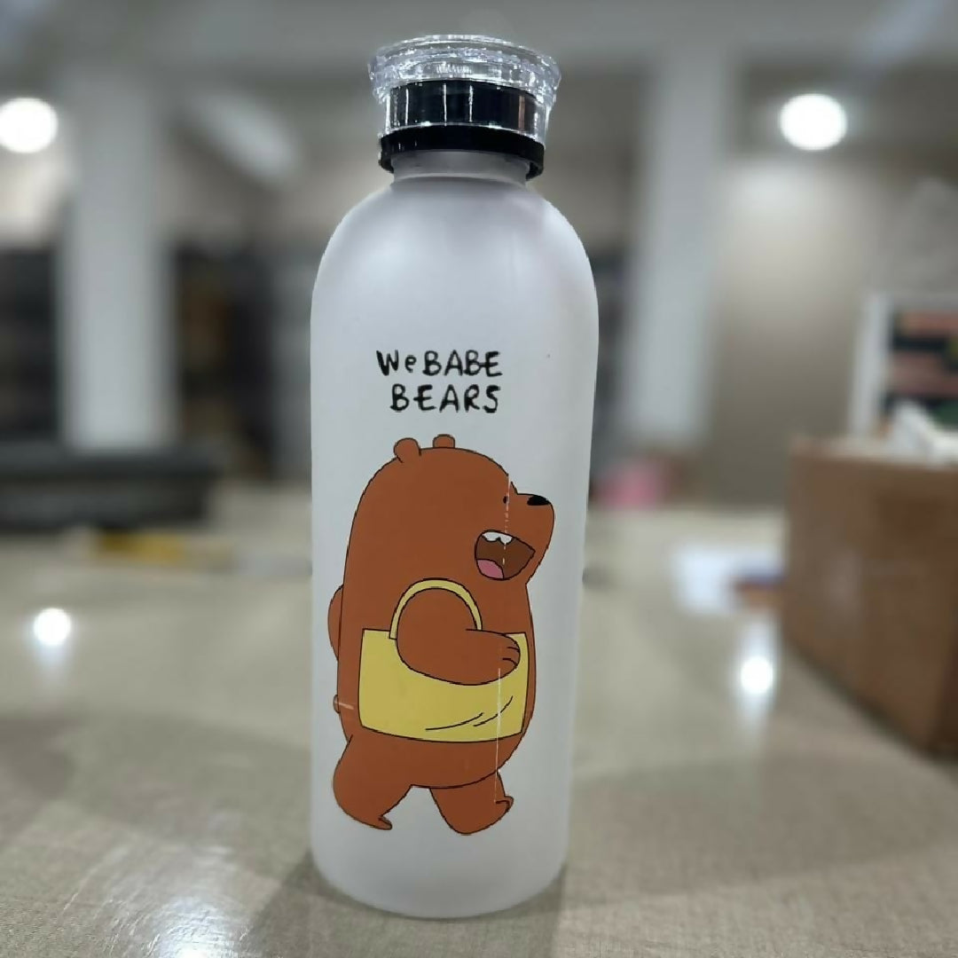 We Bare Bears Panda Water Bottle 1000ml - Cute Cartoon Design Durable Hydration Bottle For School Gym Travel And Outdoor Activities Random Color