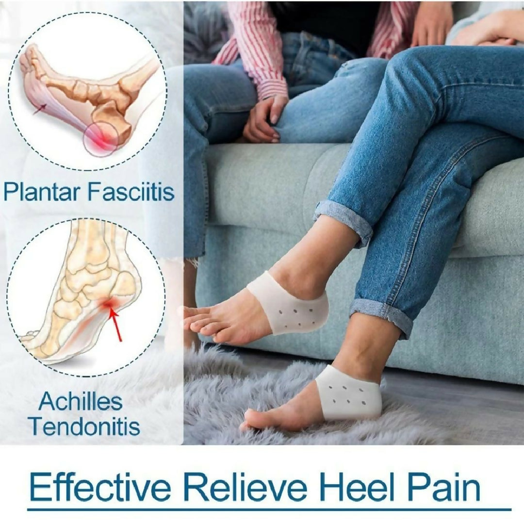 Silicone Heel Pads Anti Crack Heel Protector Heel Protectors Set Silicone Half Heel Anti Crack Covers Silicone Moisturizing Gel Heel Anti Crack Socks