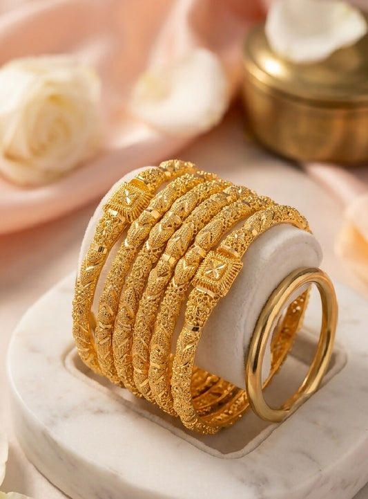 Gold plated designer bangles set