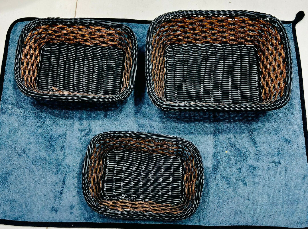1 PCs MEDIUM NYLONE CANE MATERIAL FOOD SERVING BREAD BASKET NAAN BASKET