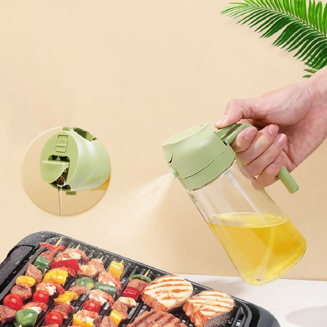 2 In 1 Oil Sprayer Bottle Kitchen Tool For Cooking Baking BBQ Easy Spray And Convenient Use 400ML