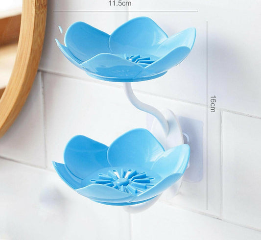 Lotus Flower Wall-Mounted Soap Holder - Self-Draining Bathroom and Kitchen Organizer - Pack of 2