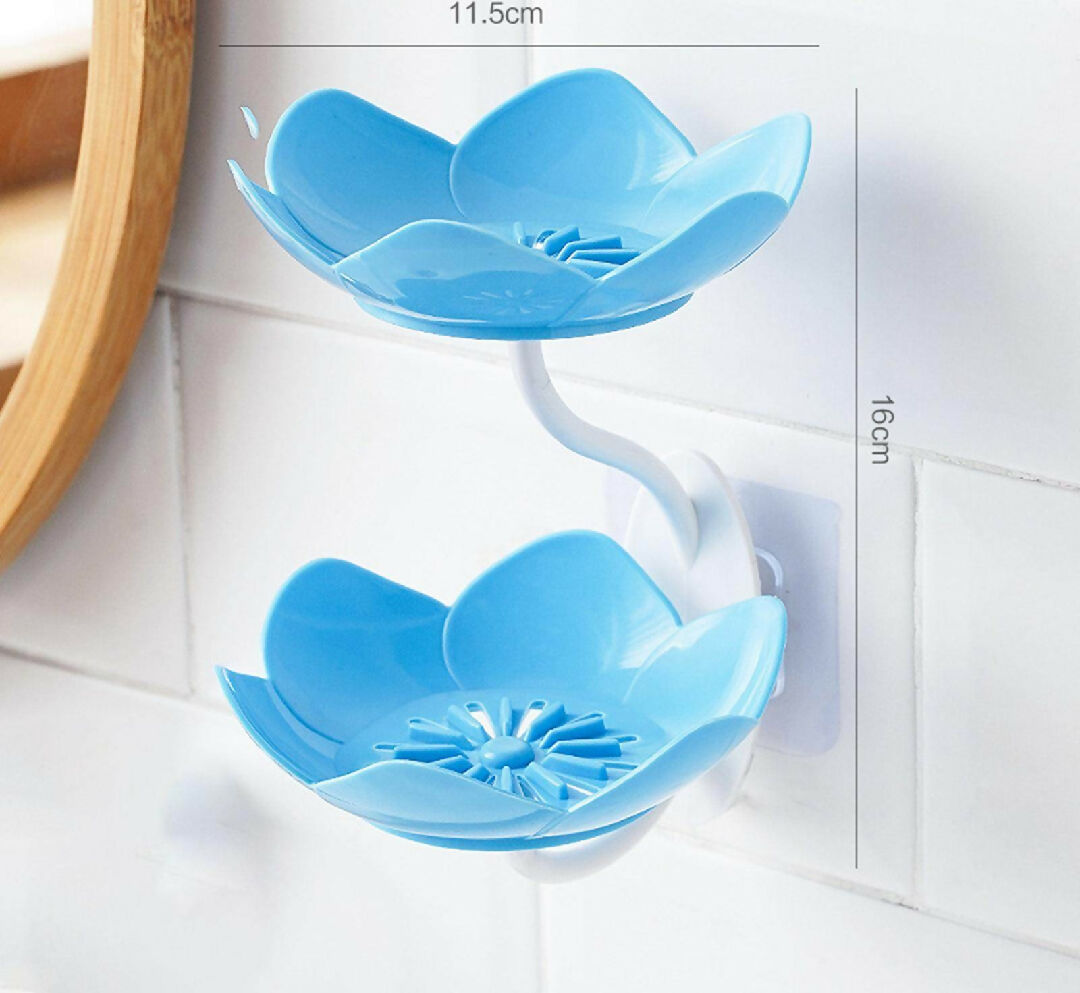 Lotus Flower Wall-Mounted Soap Holder - Self-Draining Bathroom and Kitchen Organizer - Pack of 2