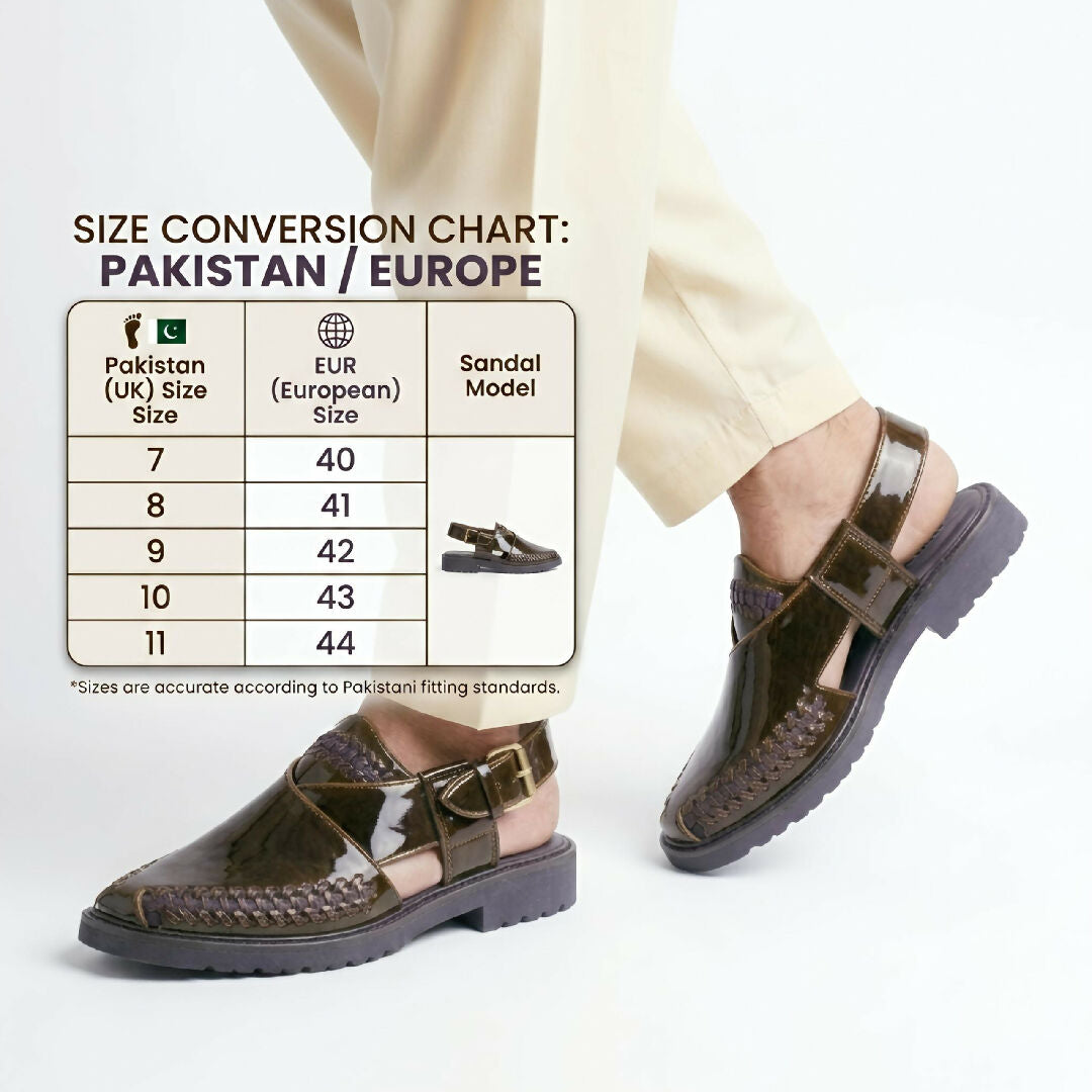 Premium Hand Crafted Dark Chocolate Brown Peshawari Chappal for Men Shiny Leather Sandals