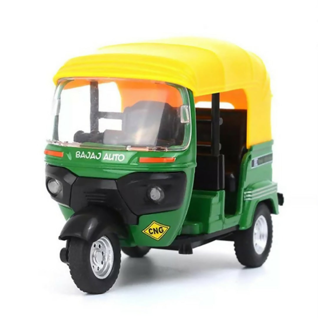 Toy Diecast Auto Rickshaw car Motor Tricycle Miniature Bemo Music Sound Light Model Free wheel can slide run like real CLASSIC TRICYCLE Three wheeled motorcycle alloy car model children taxi