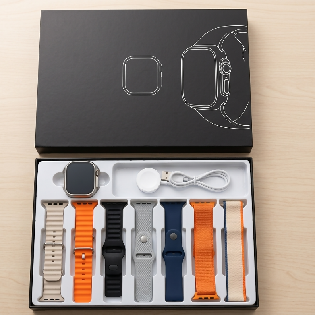 iMounra 2 BIG Ultra Smartwatch Random Box 7 in 1 Strap Multi-Color Bundle Premium Design Advanced Features Random Boxes