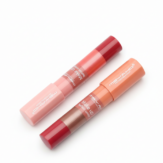 4-in-1 Multicolor Lipstick and Eyeshadow Stick - Creamy Pink Makeup Stick